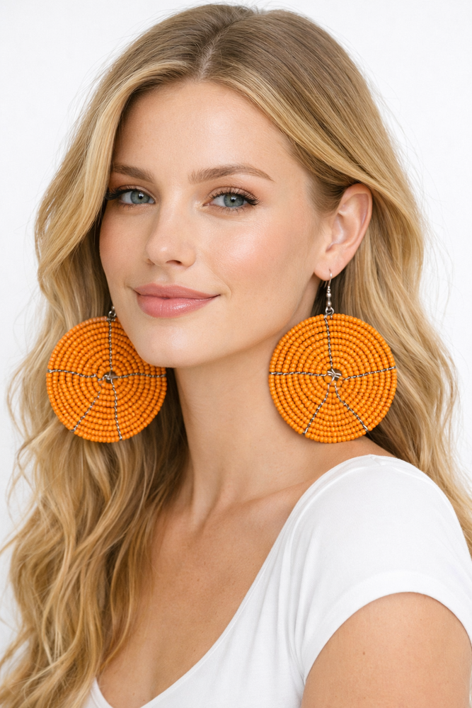 Orange Beaded Earrings