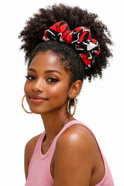 Red white African Print Scrunchy