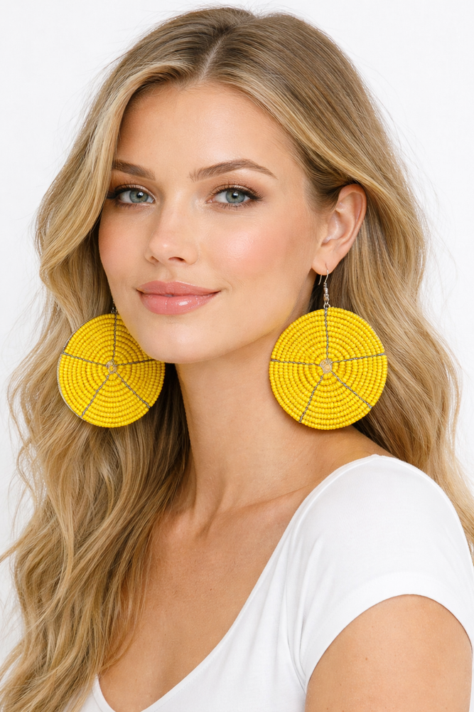 Yellow Beaded Earrings