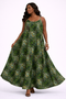 Green African Print Maxi Dress - Flowy cotton
