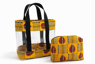 Yellow African Print Clear Tote bag Set - Matching Pouch