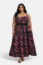 Green Pink African print maxi dress - Flowy Cottin
