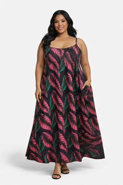 Green Pink African print maxi dress - Flowy Cottin