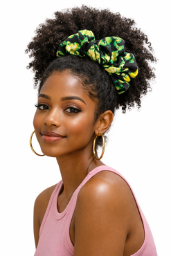 Green Yellow African Print Scrunchy